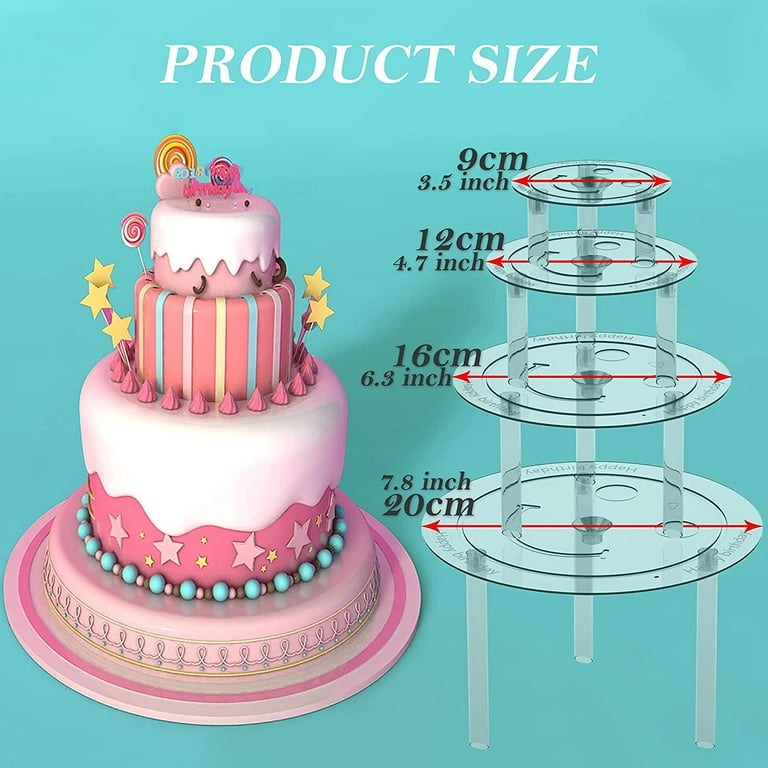40Pcs Cake Dowel Rods Set, Cake Sticks Support Rods for Tiered Cakes  Including 5 Cake Separator Plates for 4, 6, 8, 10,12 Inch Cakes and 20  White Cake Sticks Support Rods,15 Clear Cake Stacking Dowels 