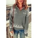 thumbnail image 4 of ABPHQTO Jersey De Mujer De Punto Geométrico Gris Con Cremallera De Un Cuarto, 4 of 5
