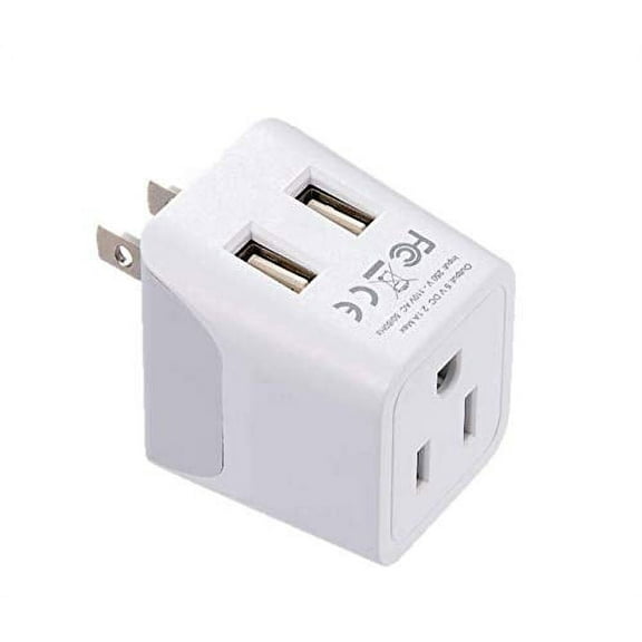 Ceptics CTU-6 Japan, US Travel Adapter Plug - Type B - Dual USB Device