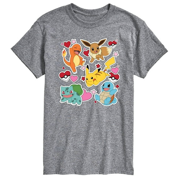 Pokémon - Valentine's Day Heart Sticker - Men's Short Sleeve Graphic T-Shirt