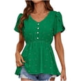 thumbnail image 1 of Birdeem Blouse Mode Femme Manches Courtes Col en V Imprimé de Pâques Ample, 1 of 1
