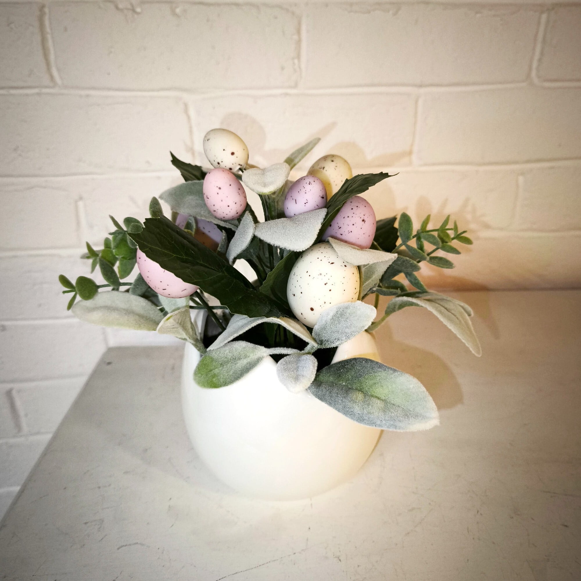 Easter Artificial Plant in White Egg Pot, 8 in, by Way To Celebrate