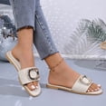 thumbnail image 2 of Eltusu Women Flat Slide Sandals, Beach PU Open Toe Slip On Summer Shoes Beige Size 9, 2 of 4