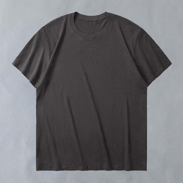 Tops para hombre, blusas y camisas de cuello redondo y manga corta para hombre, de color liso, a la moda, informales, ventiladas, con cuello redondo, para hacer ejercicio, de poliéster, de manga corta