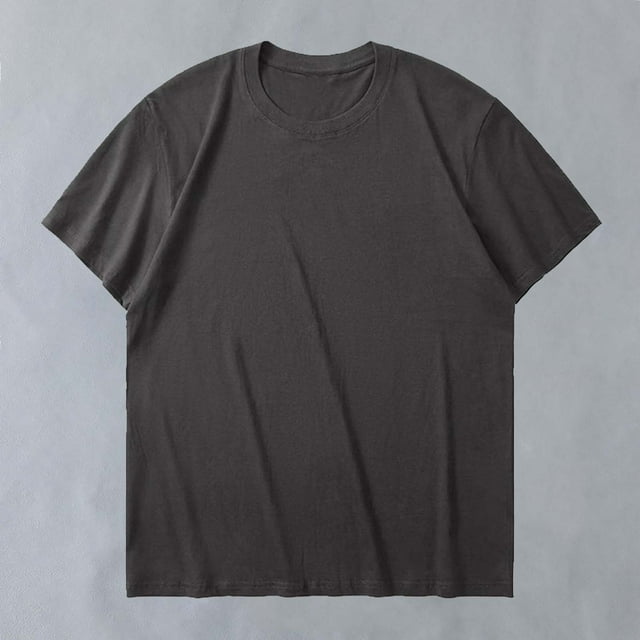 asjyhkr T-Shirts pour Hommes Coton Été 2025 Col Rond Manches Courtes Hauts Coupe Ample Confortables T-Shirts Unis