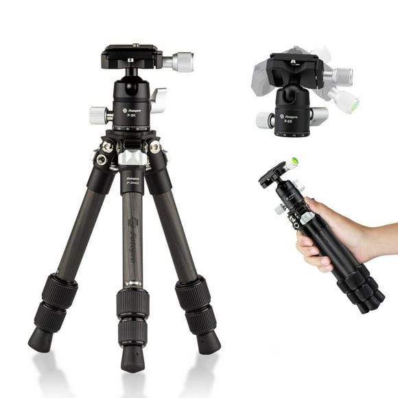Fotopro Mini Trépied en Fibre de Carbone, Trépied de Voyage Compact et Léger avec Tête à Boule à 360 Degrés, Plaque QR pour Caméra Caméscope, Mini Trépied Charge Max 11lbs, Noir