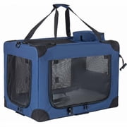 iTeafcom 40" Soft Dog Crate Kennel – 3-Door Portable Folding Pet Carrier with Mesh Windows, Shoulder Strap & Fleece Mat for Indoor, Outdoor & Travel Use for Dogs, Cats, Rabbits