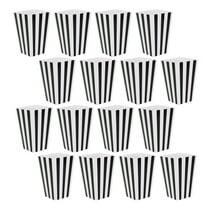 SOPOTUTU 32-Piece Popcorn Baskets Party Paper Bowls Black Striped Pattern Disposable Snack Holders