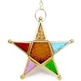 thumbnail image 2 of Moroccan Hanging Star Lantern, Iron Style Colorful Glass Lantern Candle Holder, 2 of 8
