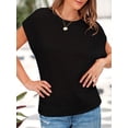 thumbnail image 4 of jinghuiyue Women's Crewneck Sweater Vest Hollow Out Cap Short Sleeve Knit Crochet Shirts Beach Cover Up Summer Pullover Tops S, 4 of 7