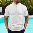 thumbnail image 4 of Klisyaur Shirt for Men Short Sleeve Crewneck Button Shirts Solid Color Casual Fashion Summer Tees Top, 4 of 7