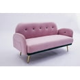 thumbnail image 5 of Velvet Loveseats Sofa with 2 Pillows, 58" Sofa Couch with Metal Legs and Side Storage Pockets, Comfortable Upholstered Living Room Sofa for Small Spaces, Bedroom and Office, Light Pink, 5 of 7