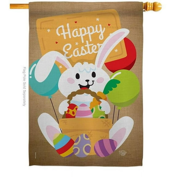 Ornament Collection H192024-BO Colorful Happy Easter Egg with Bunny Springtime Double-Sided Garden Decorative House Flag, Multi Color