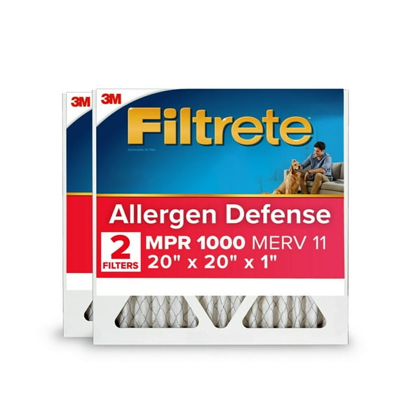 Filtrete 20x20x1 Air Filter, MPR 1000 MERV 11, Allergen Defense, 2 Filters
