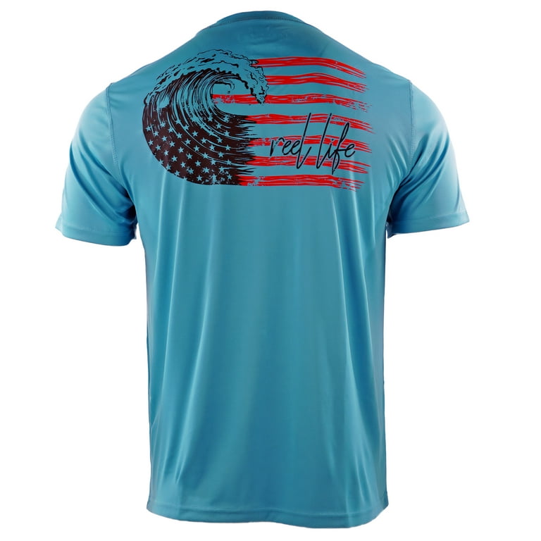 Reel Life United States of Wave UV T-Shirt - Large - Horizion Blue 