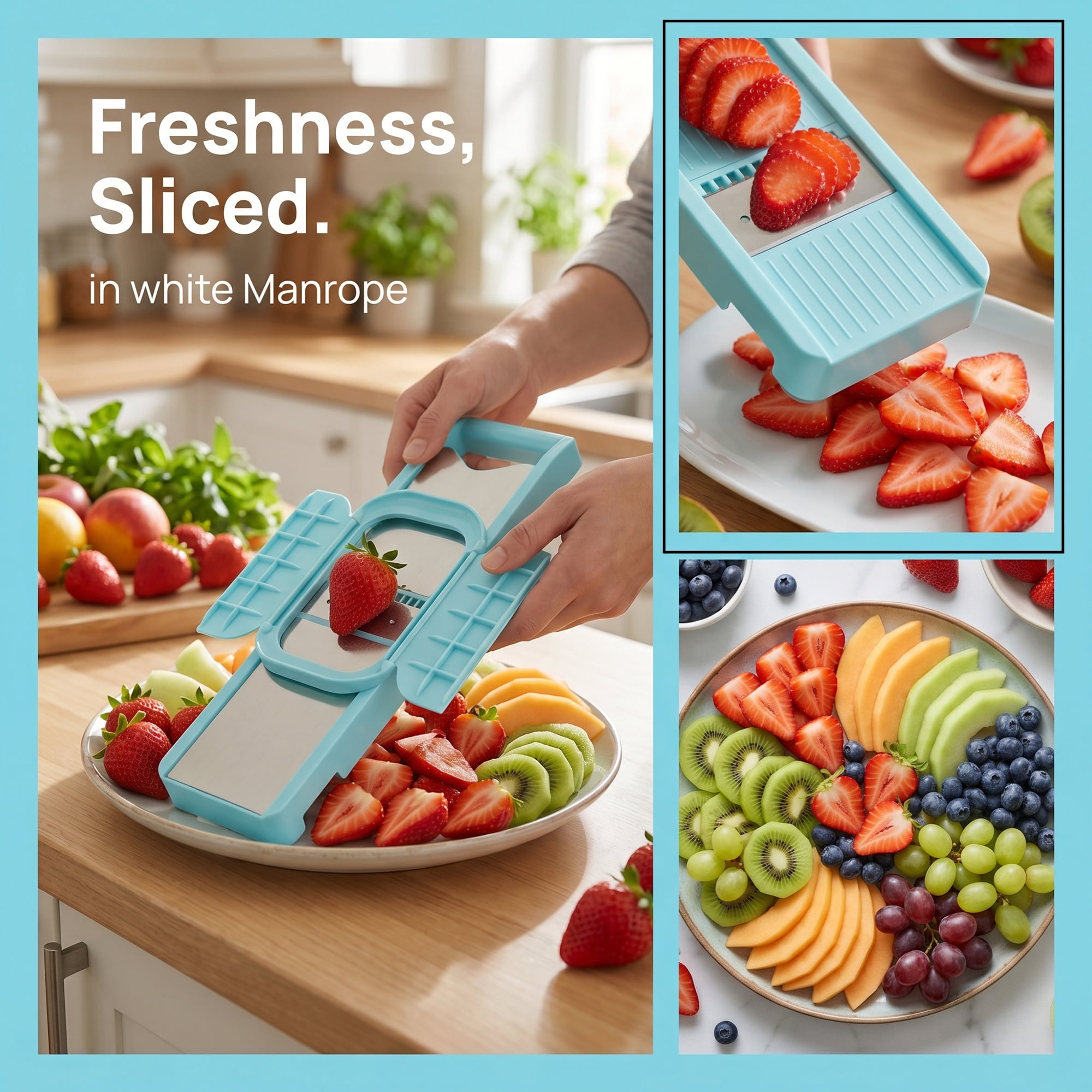 Unique Bargains Stainless Steel Mandoline Slicer with Safety Guard 2 in 1(A) 14.8"x3.9"