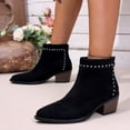 thumbnail image 5 of Viluyesy Womens Dress Boots, Back Zipper Chunky Heels Pointed Toe Fall Winter Comfort Suede Booties Black US5.5, 5 of 9