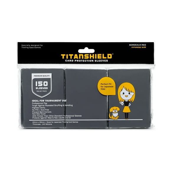 TitanShield (150 Sleeve) Colored Small Japanese Sized Trading Card Sleeves Deck Protector for Yu-Gi-Oh, Cardfight!! Vanguard & More (Slate Gray)