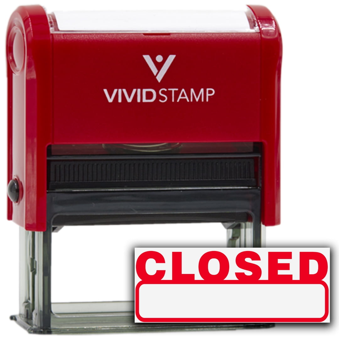 (3 pack) Vivid Stamp Basic Closed Self Inking Rubber Stamp (Red Ink) - Medium