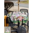 thumbnail image 4 of Outdoor Tablecloth with Umbrella Hole and Zipper, Easter Square Table Cloth 60x60 Inch Waterproof Tablecloth, Spring Rabbit Flowers Colorful Eggs Black Lattice Picnic Table Cover for Patio Camping, 4 of 7