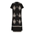 thumbnail image 4 of Ovzne Robes d'Été pour Femmes 2025 Robe de Plage Mode Robe d'Été Décontractée Col en V Manches Courtes Imprimé Bouton Robes de Plage Boho Robe en Dentelle Robes de Vacances Manches Courtes, 4 of 6