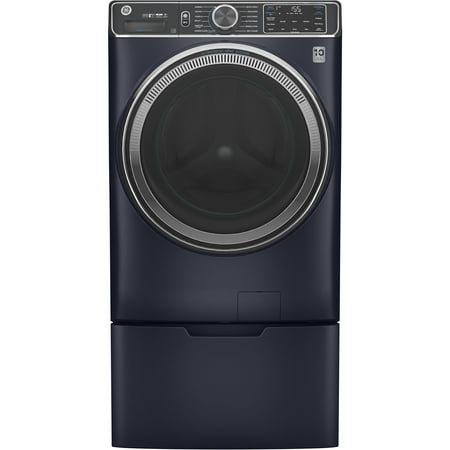 GE - 5.0 Cu Ft High-Efficiency Stackable Smart Front Load Washer w/UltraFresh Vent, Microban Antimicrobial & 1-Step Wash+Dry - Sapphire Blue