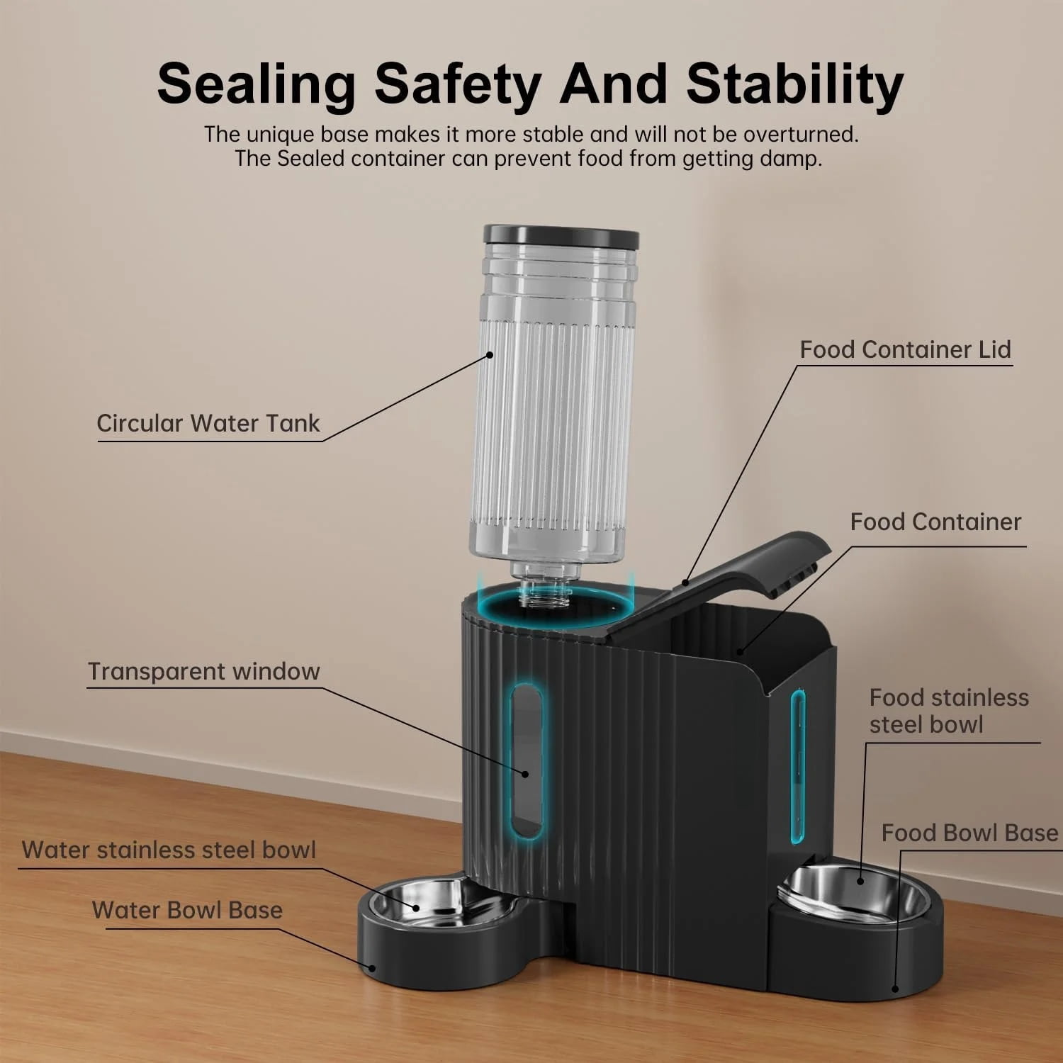Nomipaw Gravity Automatic Food Feeder and Water Dispenser, 0.8Gal Large Capacity, 2 in 1 Set, 304 Stainless Steel Bowl, Removable and Washable