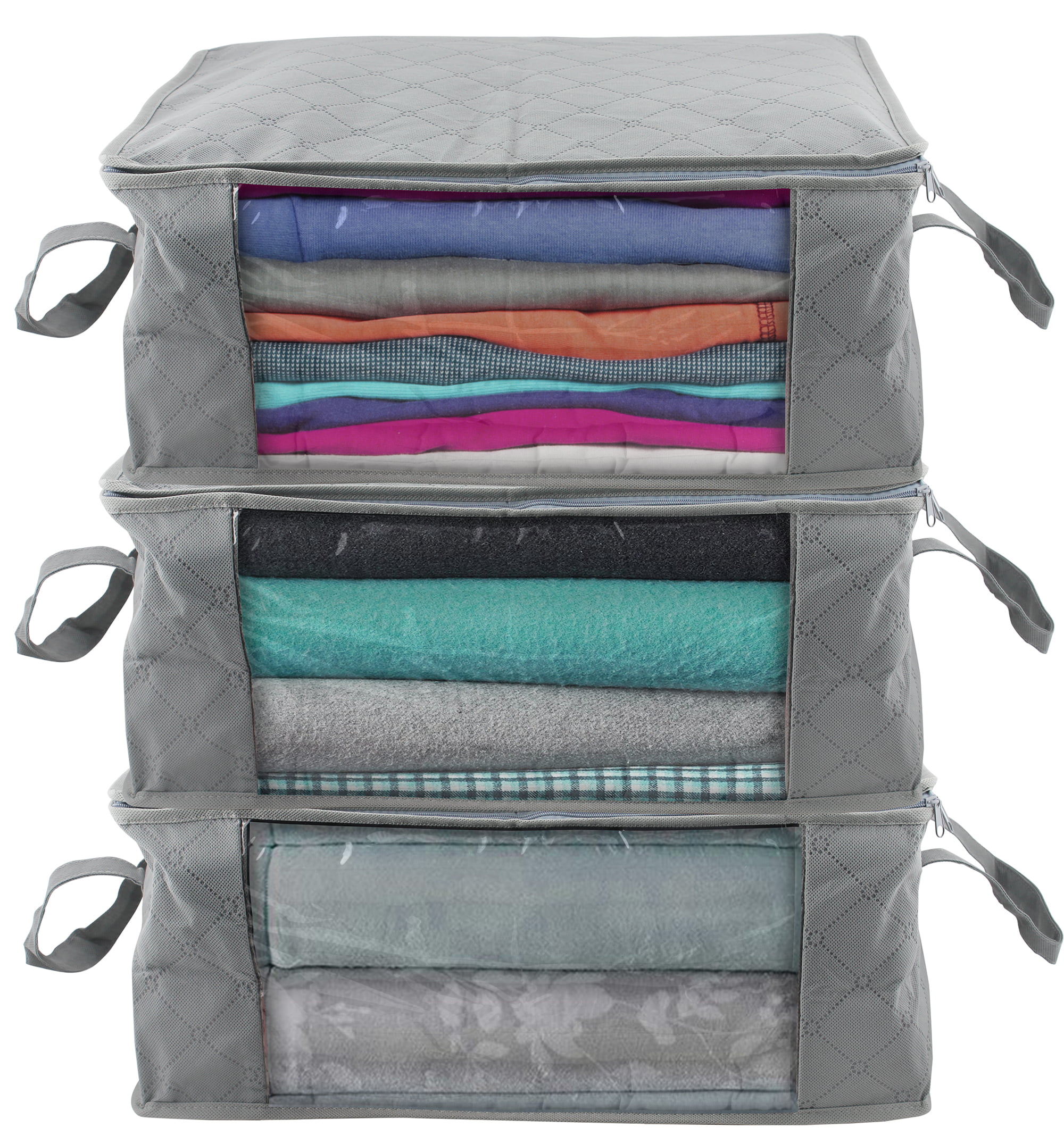 Pack of 3 Foldable Clothes Storage Zipper Bag - Bazaarzo