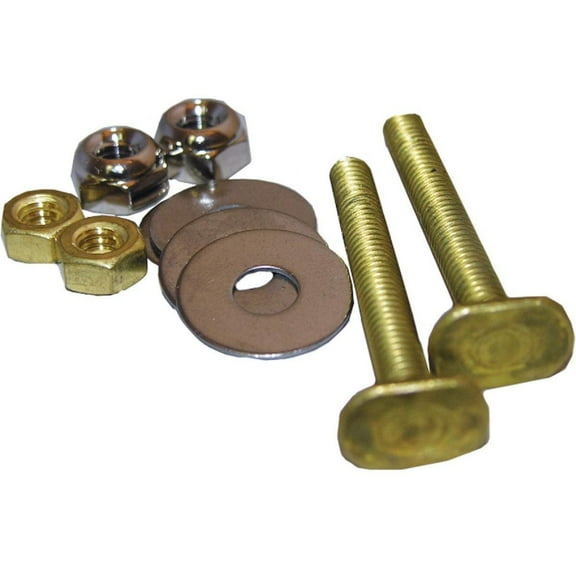 Toilet Closet Bolt Set, Code Brass, .25 x 2.25-In.