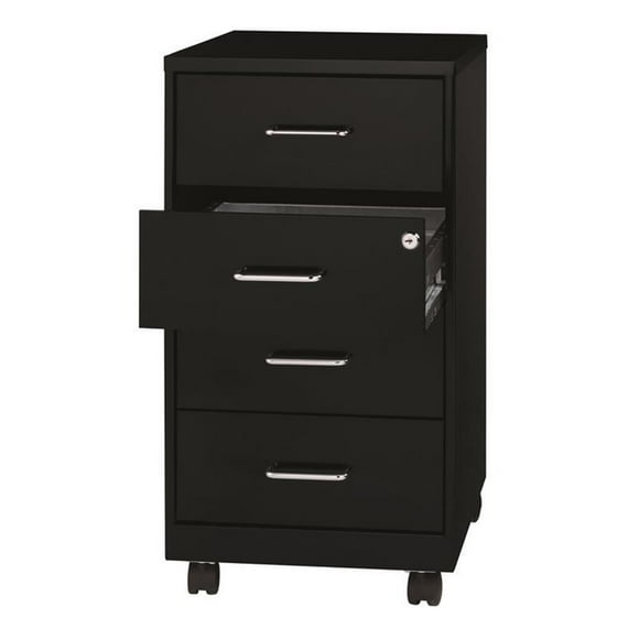 Space Solutions 18" Deep 4 Drawer Metal Mobile Organizer Black