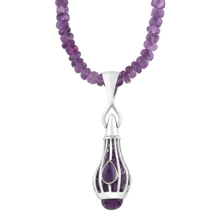 Sajen 77 ct Caged Natural Amethyst Necklace in Sterling Silver