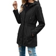 thumbnail image 6 of Waterproof Jackets for Women, Long Sleeve Hooded Windbreaker Outerwear with Drawstring Waist & Pockets, Outdoor Travel Wear | VerBelle,Black L, 6 of 7