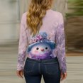 thumbnail image 4 of Women's Long Sleeve Shirts with Cute Print Graphic Tees Design, Blouses Casual Plus Size Basic Tops Pullover, Fashion Christmas Snowman Print Round Neck Top for Winter Wear,Light Purple,4XL, 4 of 7