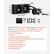 KFFKFF Liquid CPU Cooler, Combined CPU Water Cooling System - 120mm PWN Blades, Pump, 1.8 Display, Max 2200RPM CPU Cooling Fan, Skilled Black PC Water Cooler for Intel 115X/1366/2011/1700/1200