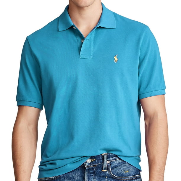 POLO by Ralph Lauren Mens Classic Fit Mesh Polo Shirt (Small, Cove Blue) -  