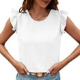 thumbnail image 2 of Bixock Women's Summer Tank Tops Casual Sleeveless Shirts Blouse for Women Solid Color Round Neck Tank Top Ruffle Hem Bow Back Casual Loose Lightweight Shirts, 2 of 7