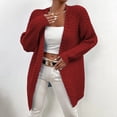 thumbnail image 4 of IROINID Women's Cardigans Sweater Solid Color Leisure Mid-Length Long Sleeve Knitting Cable Sweaters Tops, 4 of 7