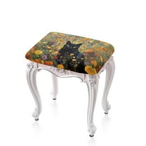 FOR U DESIGNS Cat Flower Pattern Stool Covers Rectangle 2 pcs Anti-Slip Pub Counter Bar Stool Covers Comfortable Vanity Stool Cover Height Bar Stools Slipcovers