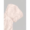 thumbnail image 5 of Pink Embossed Floral Midi Dress With Puff Sleeves Square Neck Fitted Waist, 5 of 8