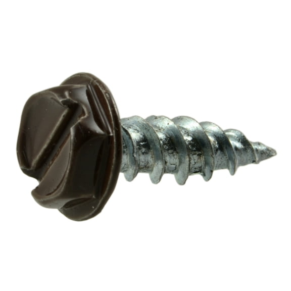 #7 x 1/2" Brown Painted Zinc Plated Steel Slotted Hex Washer Head Gutter Screws SMSHWS-140