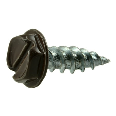 

#7 x 1/2 Brown Painted Zinc Plated Steel Slotted Hex Washer Head Gutter Screws SMSHWS-140