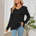 thumbnail image 7 of gakvbuo Fall Women Casual Solid Long Sleeve Ruffles Hoodie V-Neck T-Shirt Blouse, 7 of 7