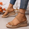 thumbnail image 6 of TANGQIOP Women'S Platform Wedge Sandals with Jute Rope Sole Slide On Shoes Open Toe Solid Adjustable Strap Summer Dressy Brown 39, 6 of 9