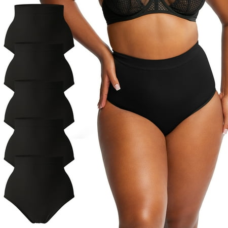 

INNERSY Women s Shapewear Panties Slight Tummy Contorl High Waisted Full Briefs Maternity Underwear Pack of 5 (M Black)