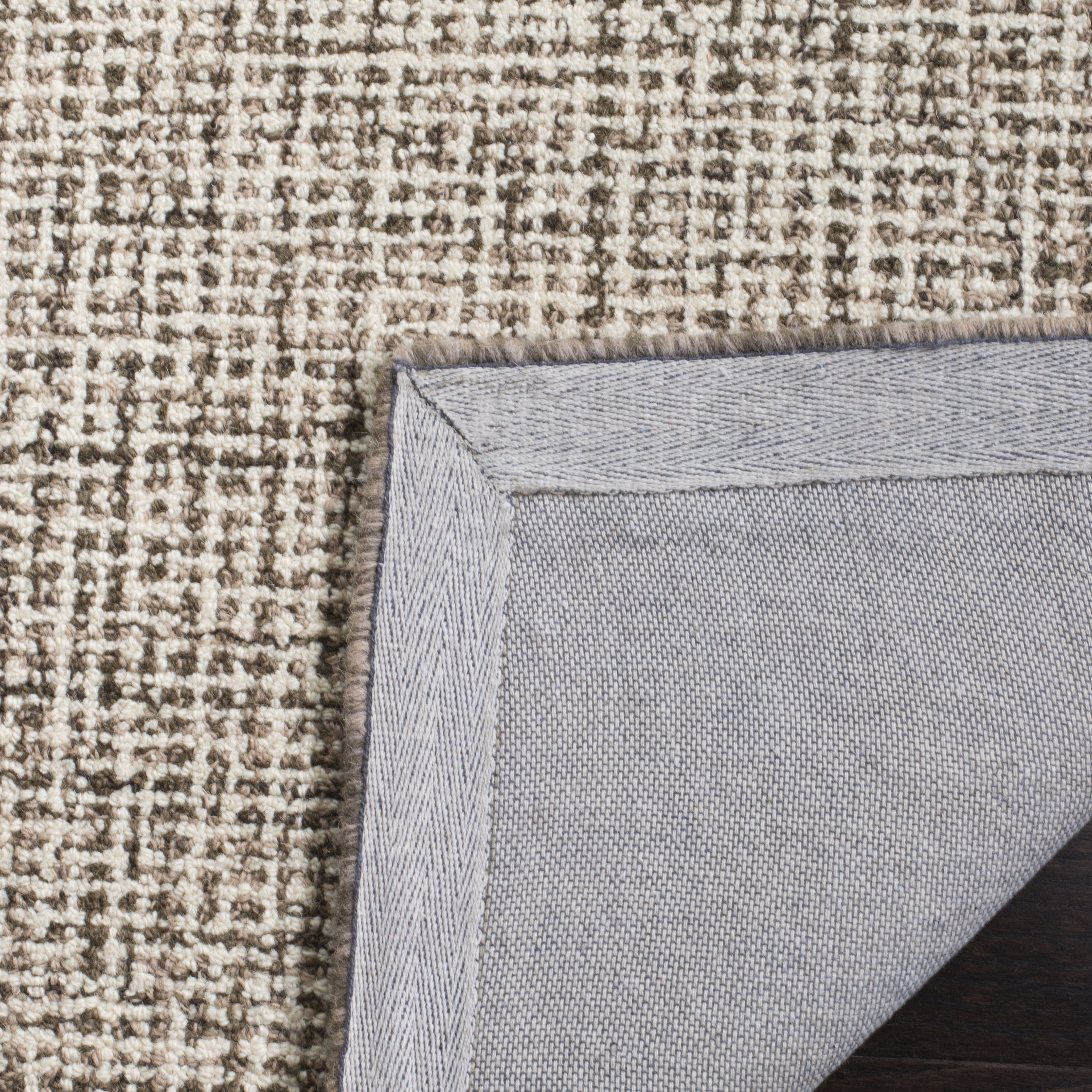 SAFAVIEH Abstract Clive Bordered Wool Runner Rug, Brown/Ivory, 2'3" x 12'