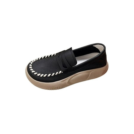 

Women Casual Shoes Comfortable Fashion Thick Bottom Slip on Platform for Outdoor Black 35