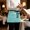 Turquoise, variant on Turquoise Striped Waitress Apron with 3 Pockets, Abstract Modern Farmhouse Stripes Server Aprons Waterproof Kitchen Restaurant Half Waist Apron for Men Women
