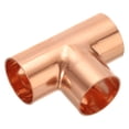 thumbnail image 1 of Accesorio de cobre en forma de T de 1-1/2 pulgadas ID de Uxcell, 1 paquete de accesorio de tubería de presión de unión de soldadura de 3 vías con conexión de soldadura para HVAC, 1 of 6