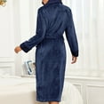 thumbnail image 4 of Womens Fleece Warm Lounge Robe Cozy Winter Long Bathrobe with Pockets Casual Unisex Loungewear Long Sleeve Flannel Bath Robes, 4 of 6
