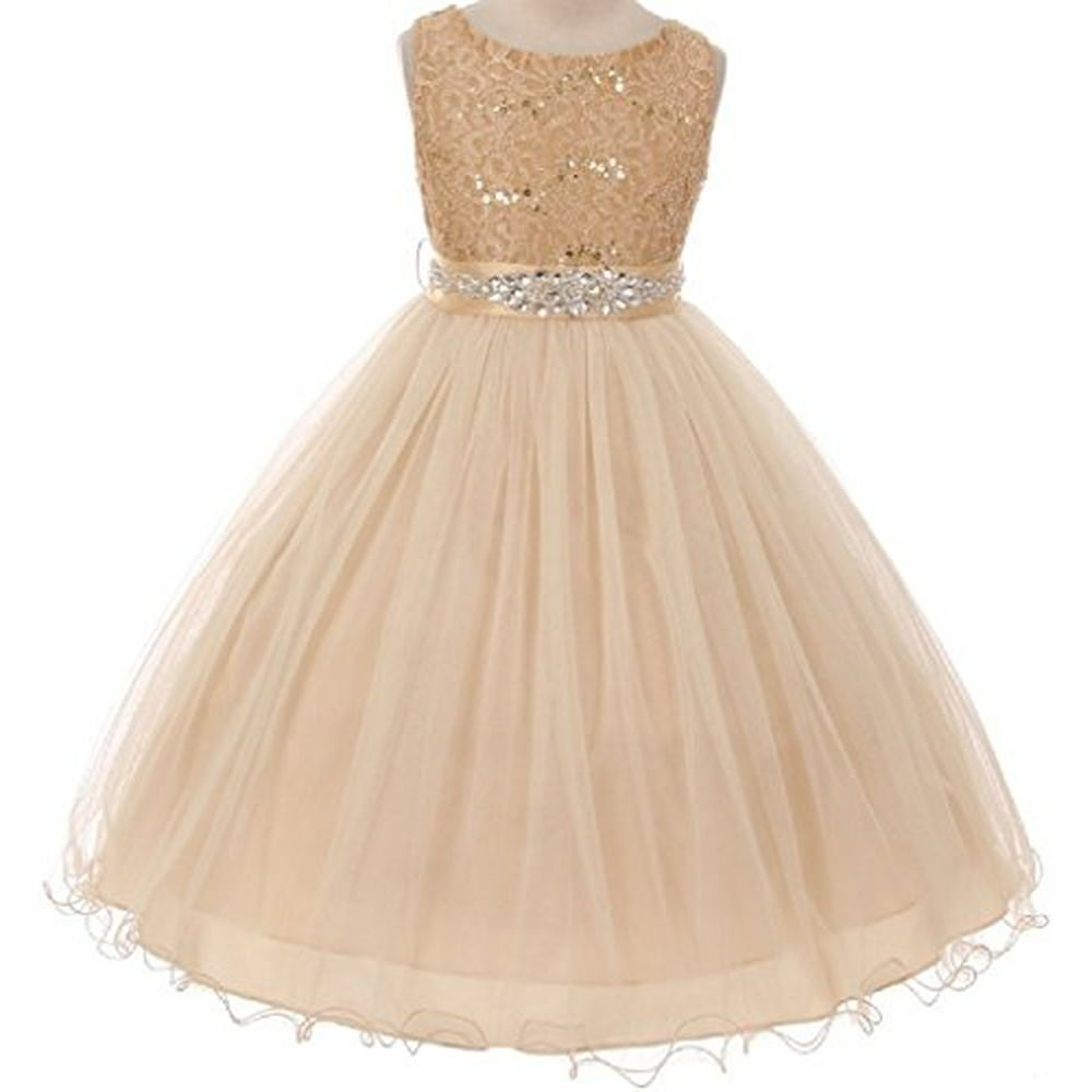 Big Girls' Dress Sparkly Sequins Dress Detachable Rhinestone Crystal